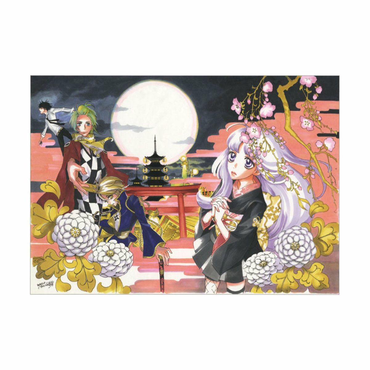 手作り額付き作品　title「花月ニャンコ」 予約・送料無料】朧／華鳥風月 龍 刺繍スカジャン