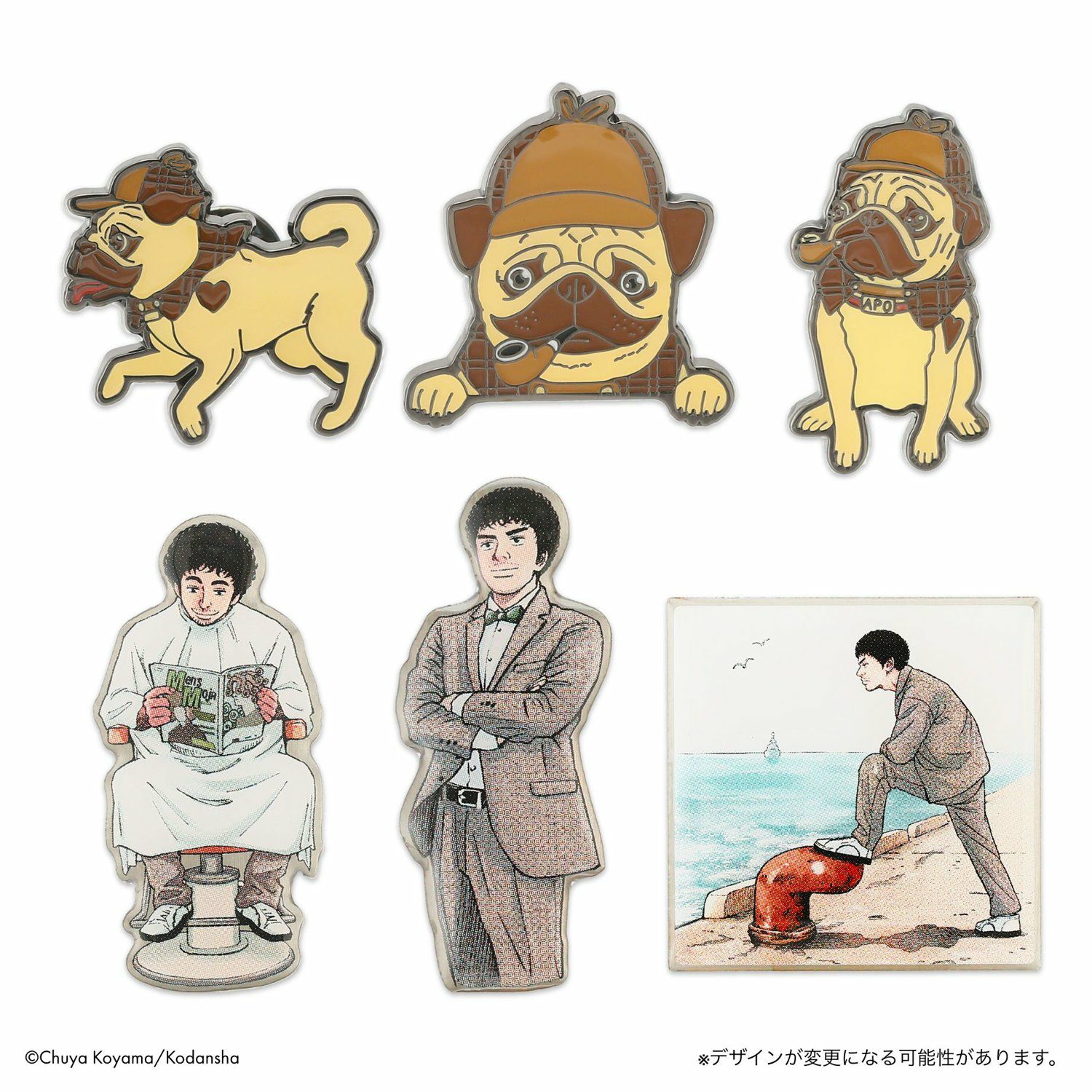 トレーディングピンバッジ（全6種／探偵アポ3種・ムッタ3種