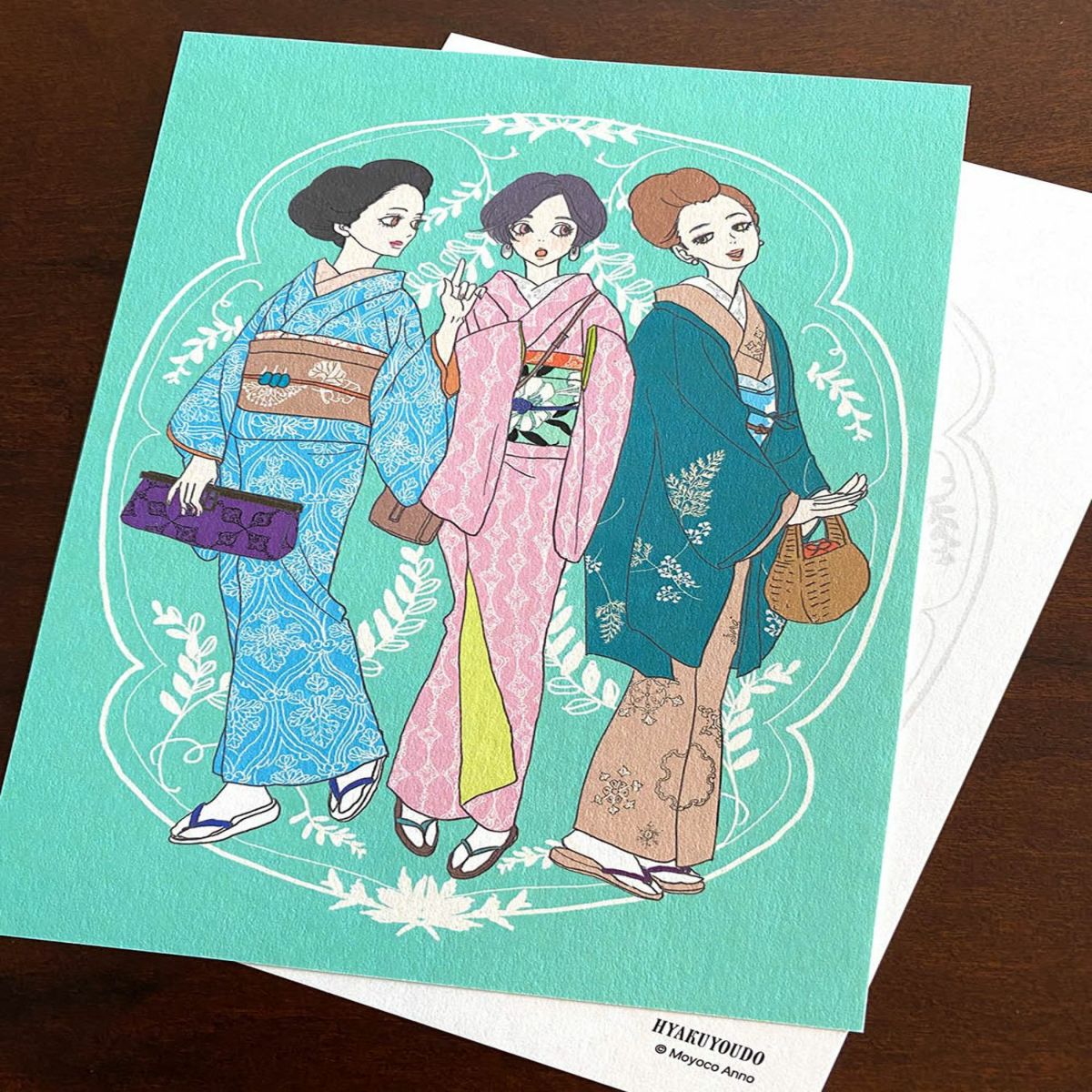 安野モヨコ ポストカード KIMONO GIRLS「百葉堂のおでかけ着物